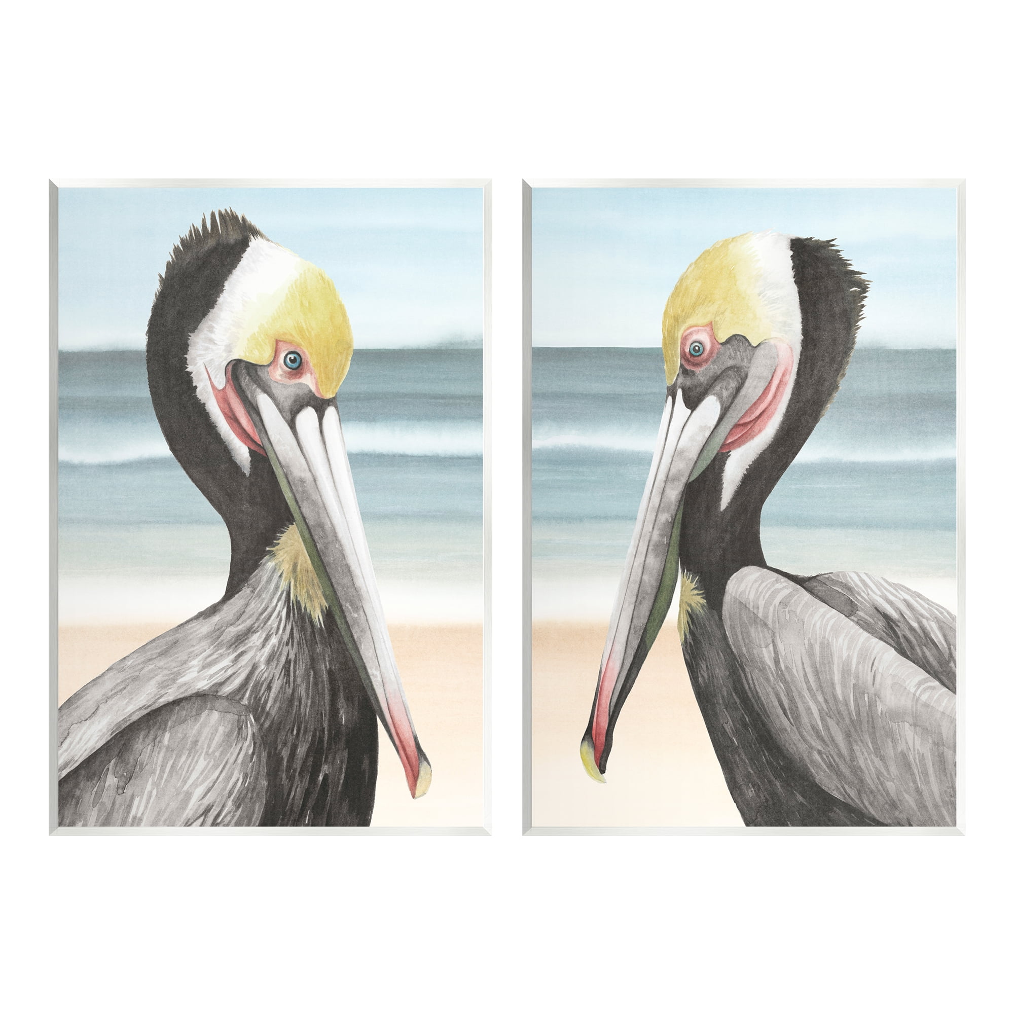 Stupell Industries Pelicans on Beach Animals & Insects Painting Unframed Art Print Wall Art, 13 x 19