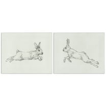 Stupell Industries Pencil Sketch Rabbit Jumping Animals Drawing Wrapped Canvas Art Print Wall Art, 20 x 16, Set of 2