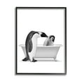 thumbnail image 1 of Stupell Industries Penguin & Chick Bathroom Tub Animals & Insects Painting Black Framed Art Print Wall Art, 1 of 5