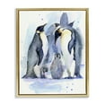 thumbnail image 1 of Stupell Industries Penguin Family Watercolor Animals Painting Gold Floater Framed Canvas Art Print Wall Art, 25 x 31, 1 of 10