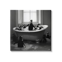 Stupell Industries Penguin Flock in Tub Animals & Insects Painting Gallery Wrapped Canvas Art Print Wall Art, 17 x 17