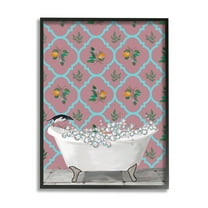 Stupell Industries Penguin Jumping in Tub Animals & Insects Painting Black Framed Art Print Wall Art, 11 x 14