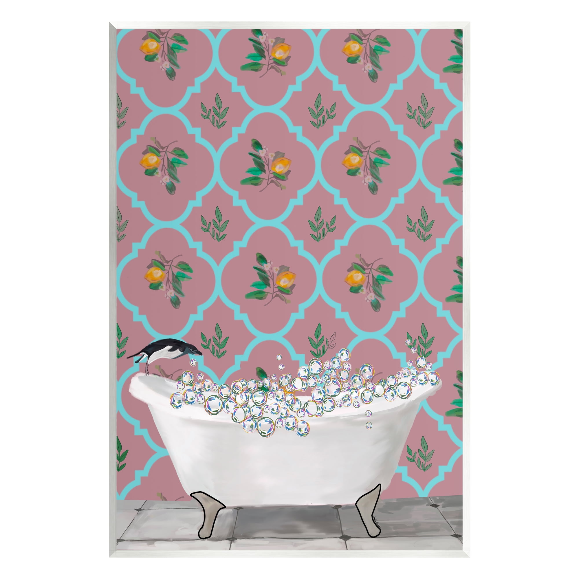 Stupell Industries Penguin Jumping in Tub Animals & Insects Painting Unframed Art Print Wall Art, 13 x 19
