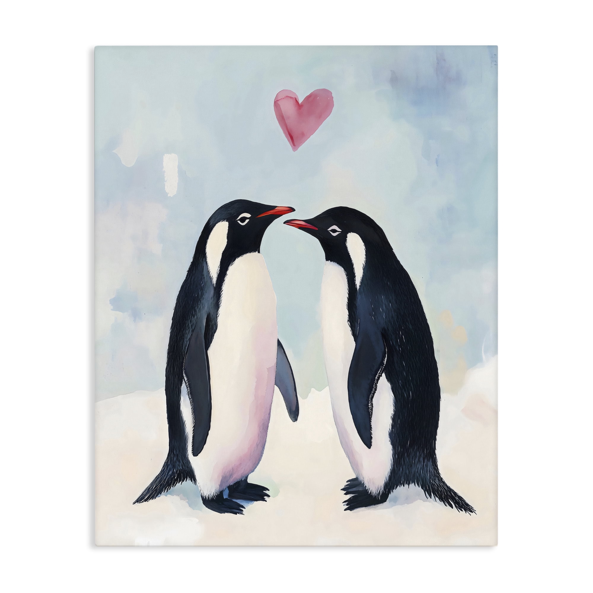 Stupell Industries Penguin Love with Heart Canvas Wall Art, design by The Prints Vibe
