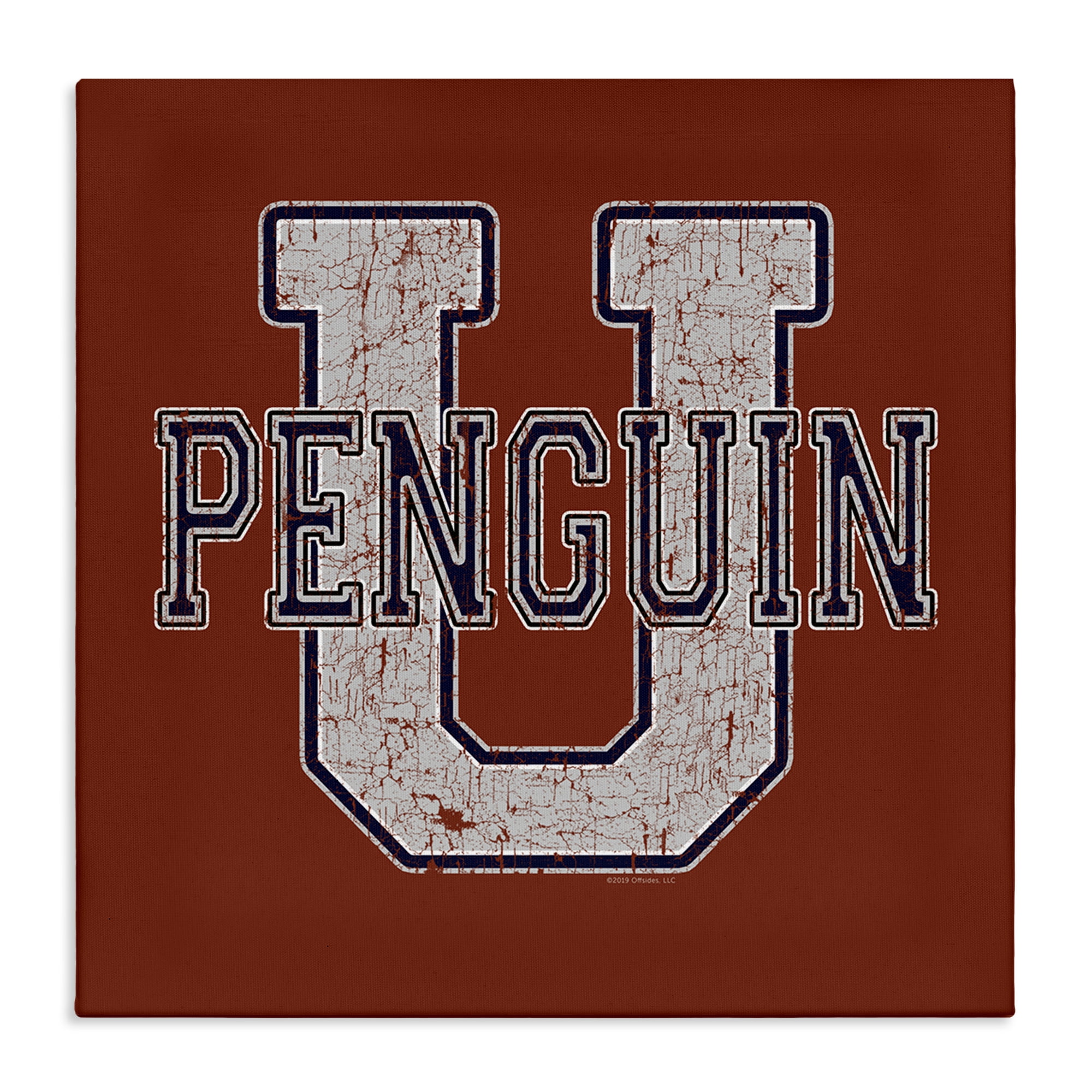 Stupell Industries Penguin U Varsity Animals Painting Wrapped Canvas Art Print Wall Art, 24 x 24