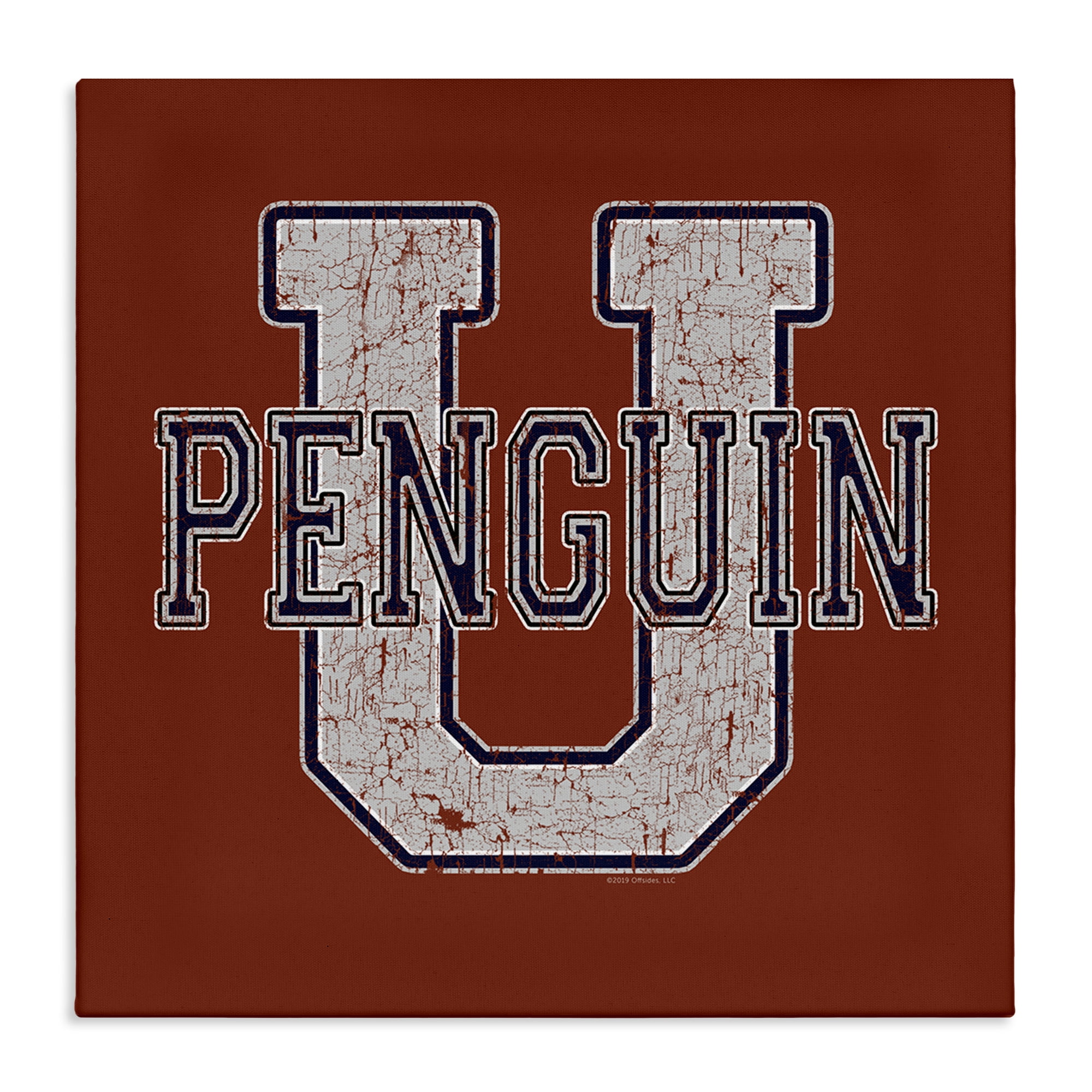Stupell Industries Penguin U Varsity Animals Painting Wrapped Canvas Art Print Wall Art, 36 x 36