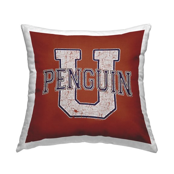Stupell Industries Penguin U Varsity Decorative Printed Throw Pillow Design by Spirit Animals/Life Is High.