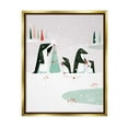 thumbnail image 1 of Stupell Industries Penguins Decorating Christmas Tree Holiday Painting Gold Floater Framed Art Print Wall Art, 1 of 6