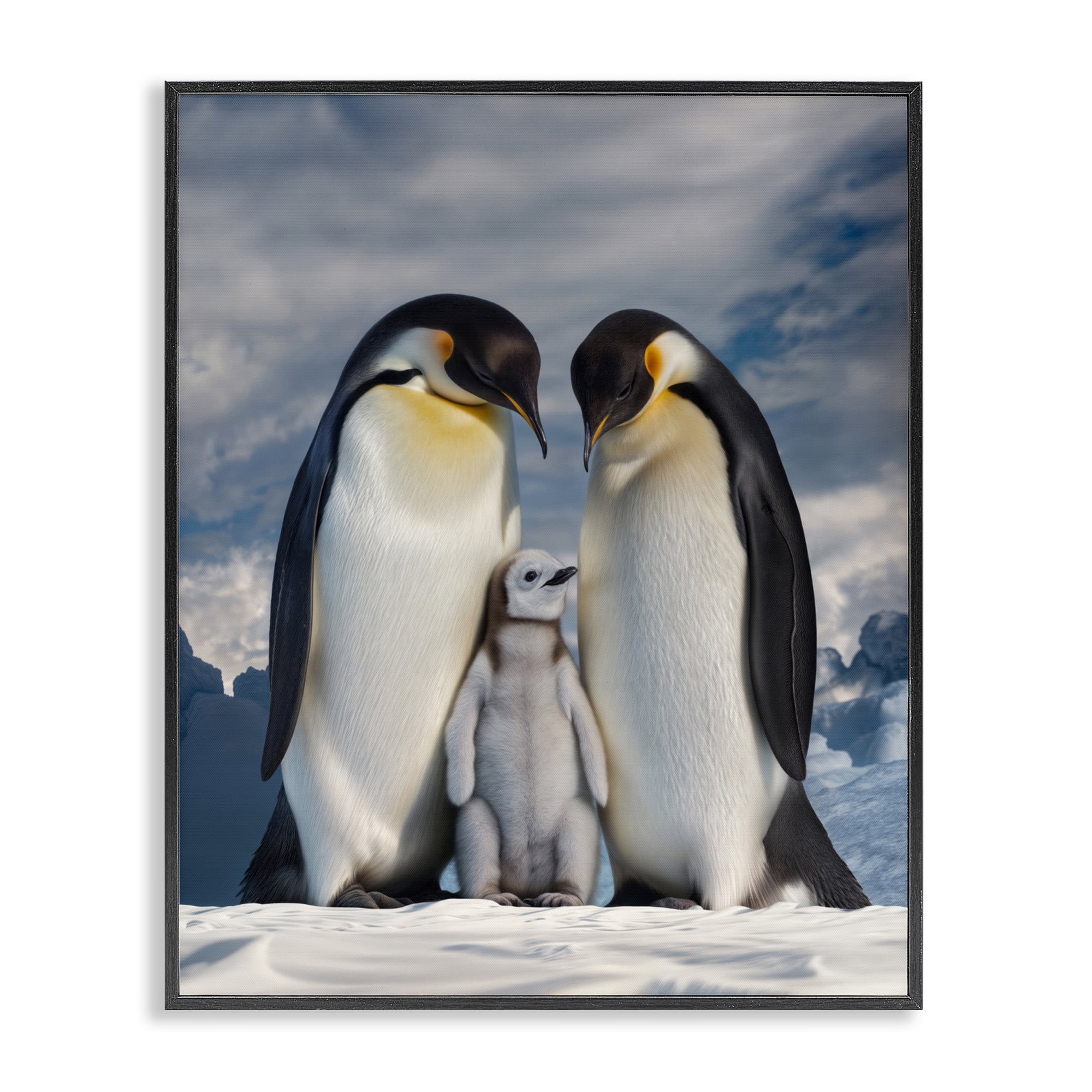 Stupell Industries Penguins In The Wild Black Framed Giclee Art, design by Scott Stulberg
