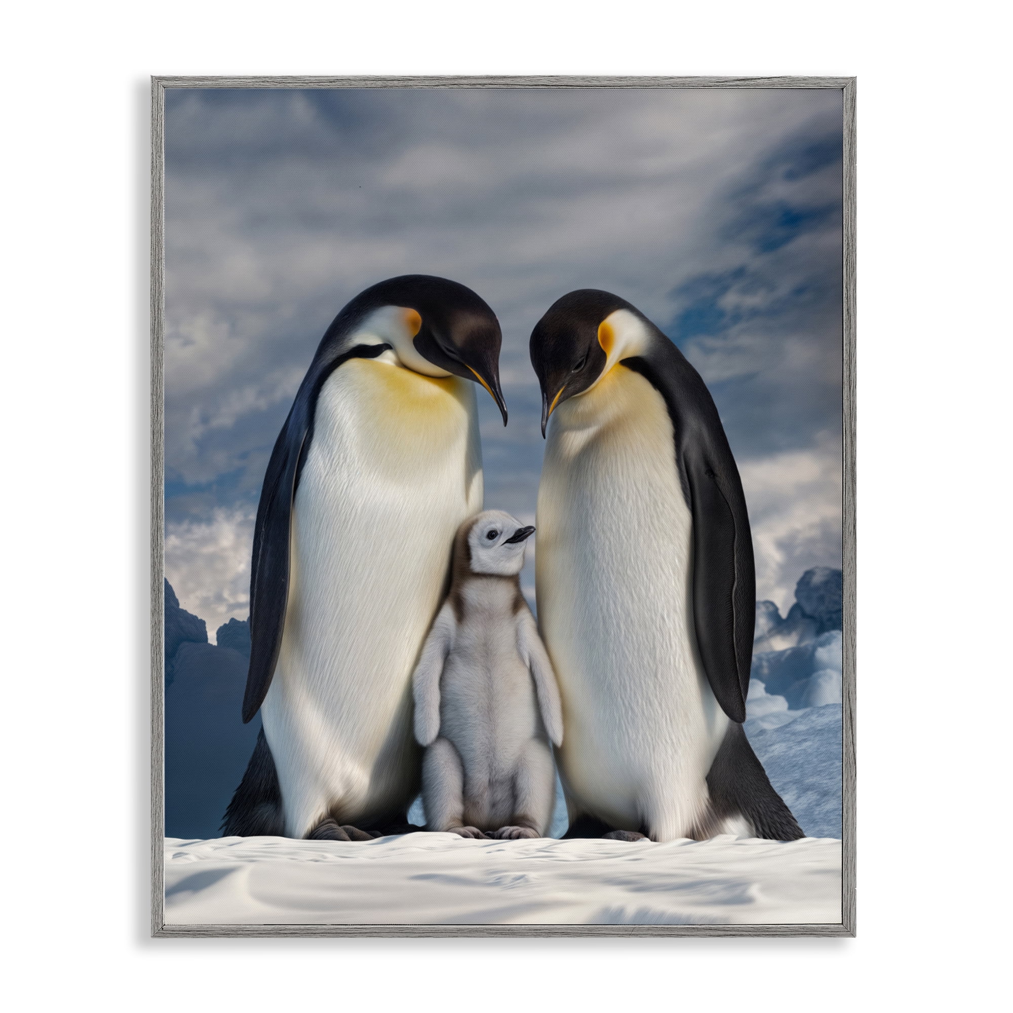 Stupell Industries Penguins In The Wild Gray Framed Giclee Art, design by Scott Stulberg