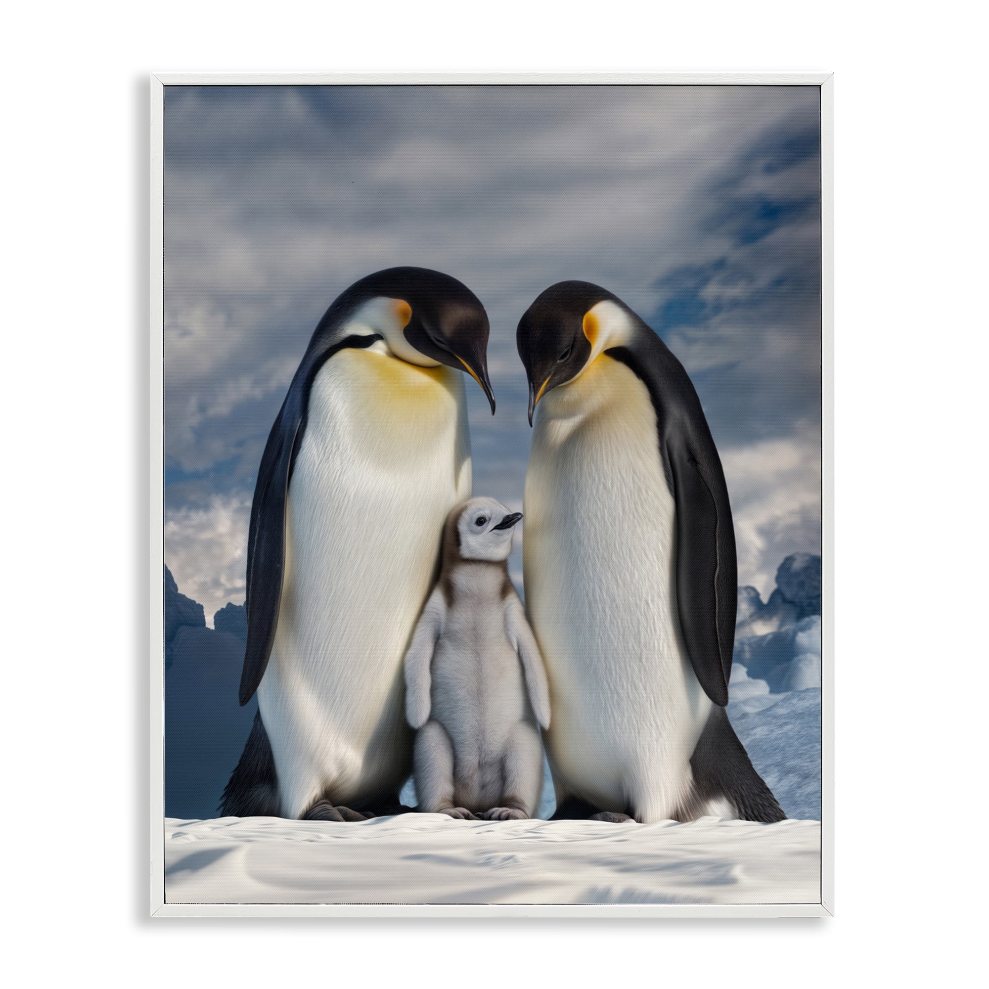 Stupell Industries Penguins In The Wild White Framed Giclee Art, design by Scott Stulberg