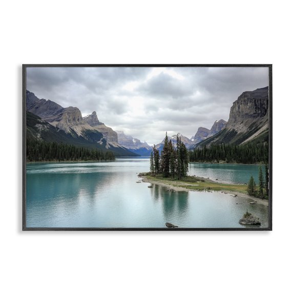 Stupell Industries Peninsula Vast Lake View Landscape & Nature Photography Black Framed Art Print Wall Art, 30 x 20