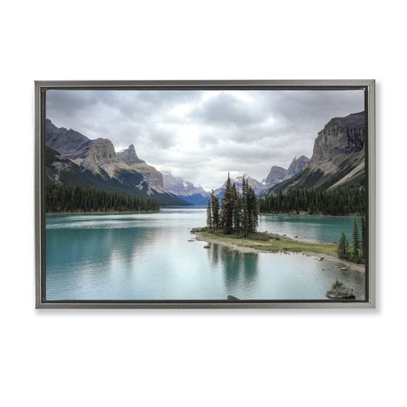 Stupell Industries Peninsula Vast Lake View Landscape & Nature Photography Gray Floater Framed Canvas Art Print Wall Art, 25 x 17