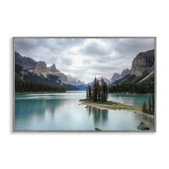 Stupell Industries Peninsula Vast Lake View Landscape & Nature Photography Gray Framed Art Print Wall Art, 30 x 20