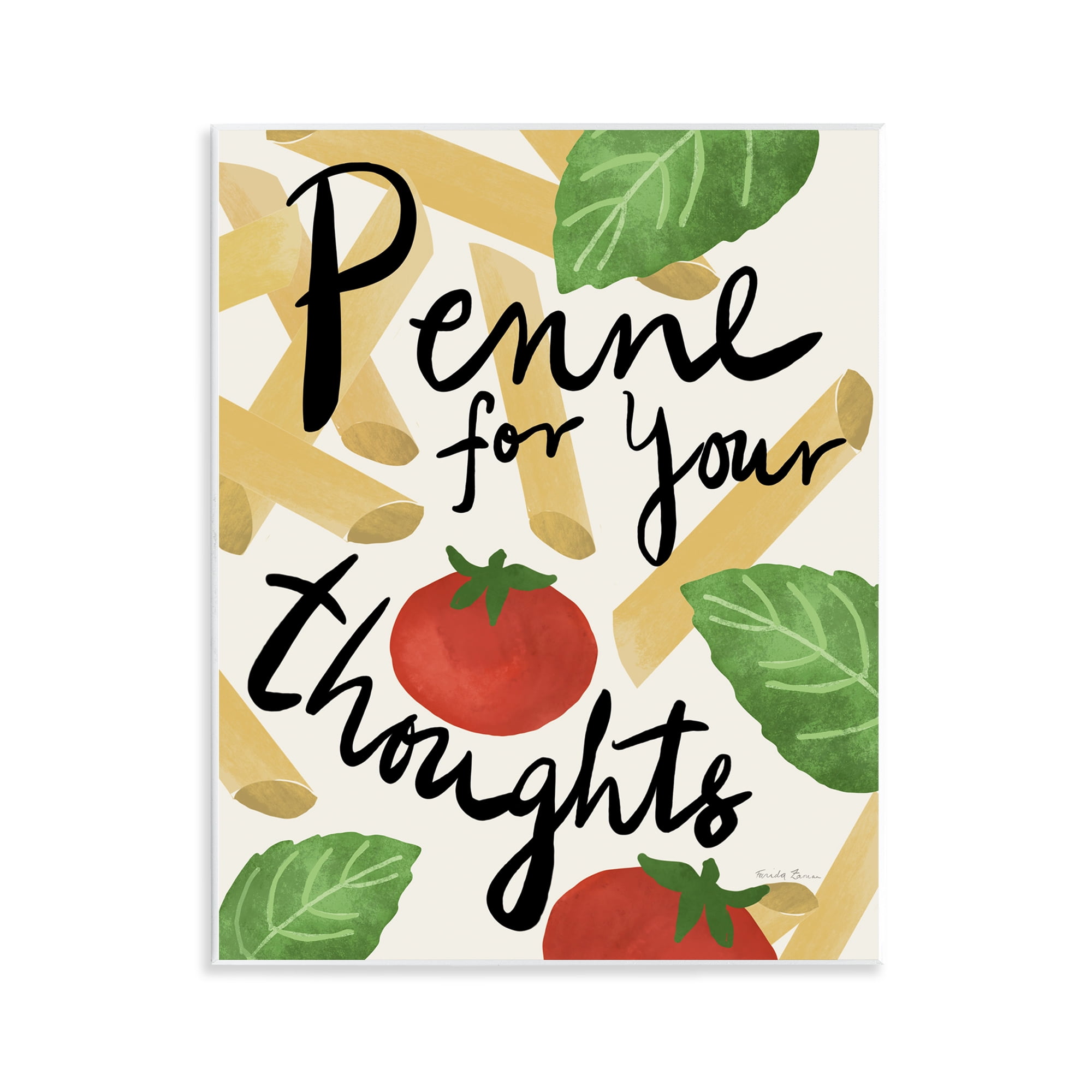 Stupell Industries Penne For Your Thoughts Food & Beverage Painting Unframed Art Print Wall Art, 11 x 14