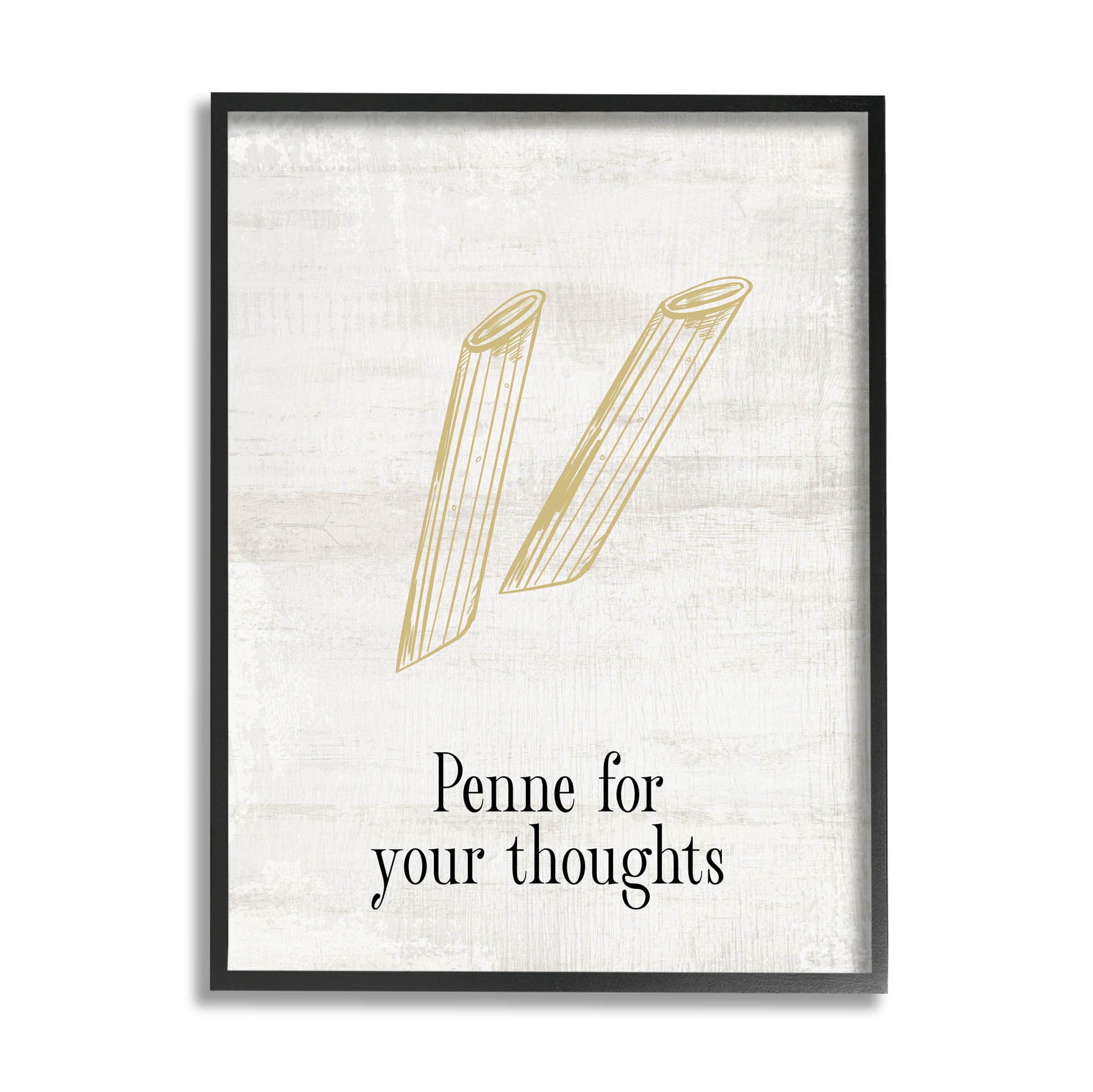 Stupell Industries Penne For Your Thoughts Humor Graphic Art Black Framed Art Print Wall Art, Design by Lil' Rue