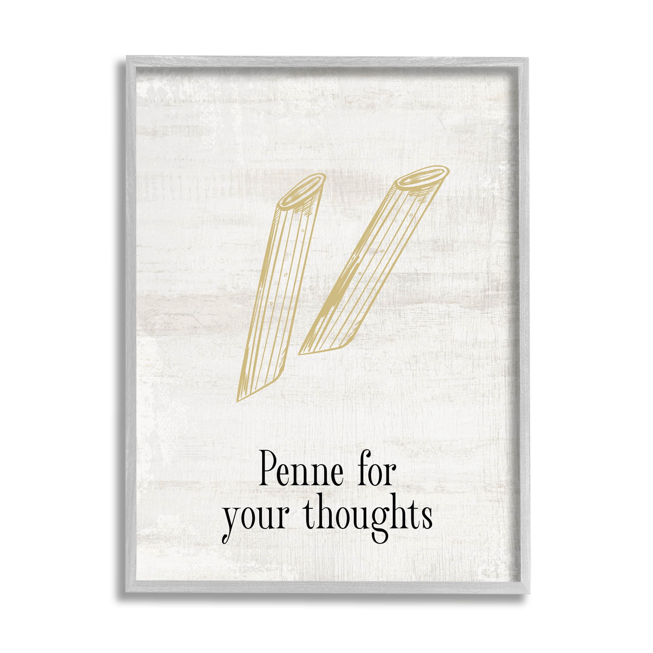 Stupell Industries Penne For Your Thoughts Humor Graphic Art Gray Framed Art Print Wall Art, Design by Lil' Rue