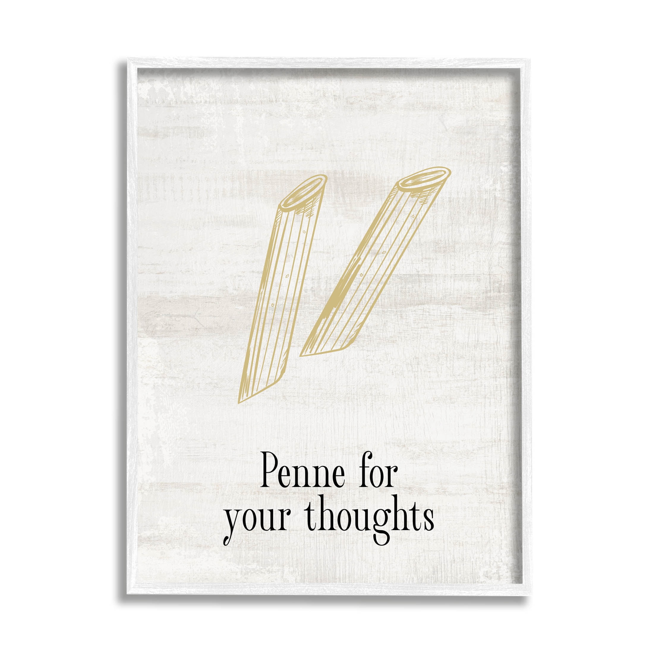 Stupell Industries Penne For Your Thoughts Humor Graphic Art White Framed Art Print Wall Art, Design by Lil' Rue