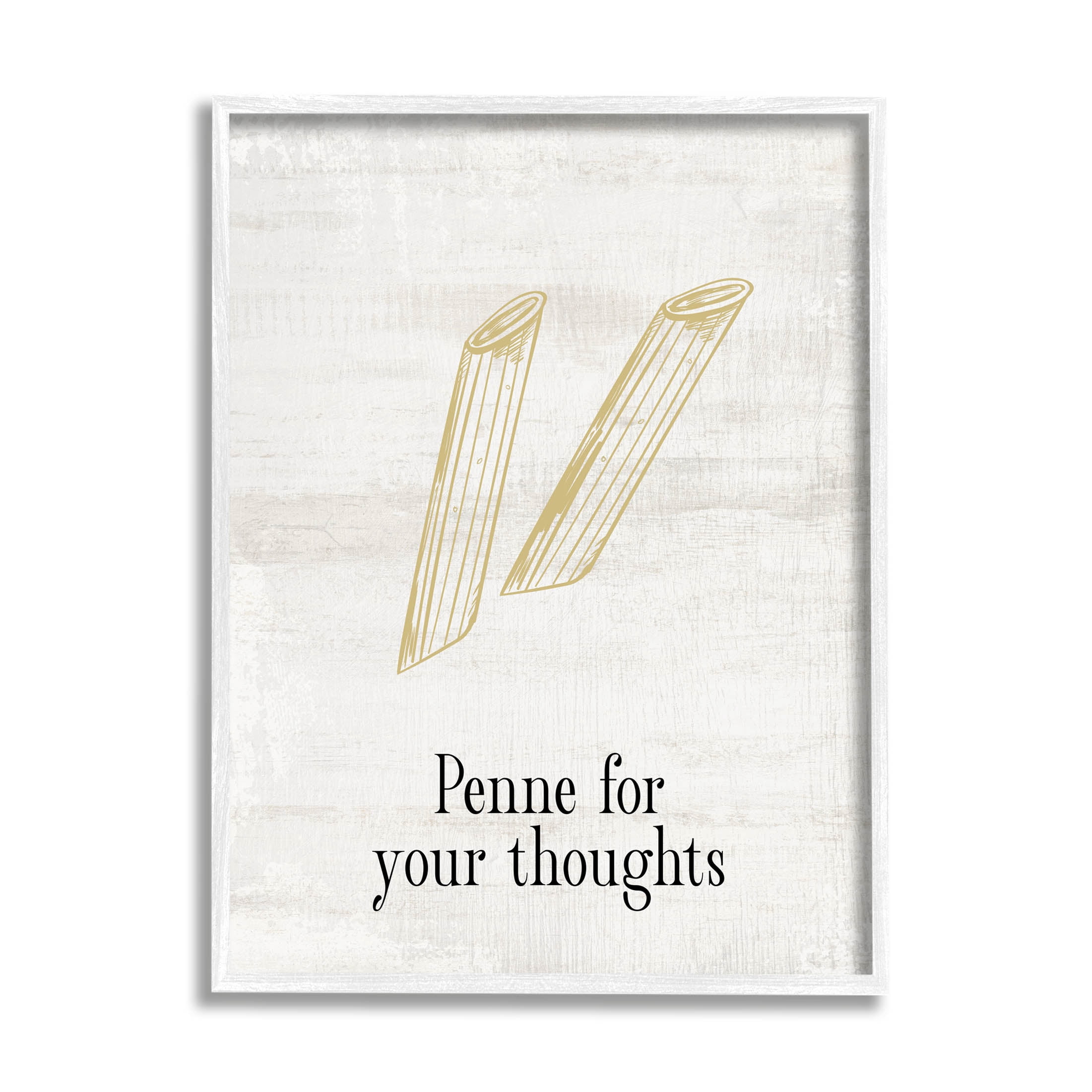 Stupell Industries Penne For Your Thoughts Humor Graphic Art White Framed Art Print Wall Art, Design by Lil' Rue