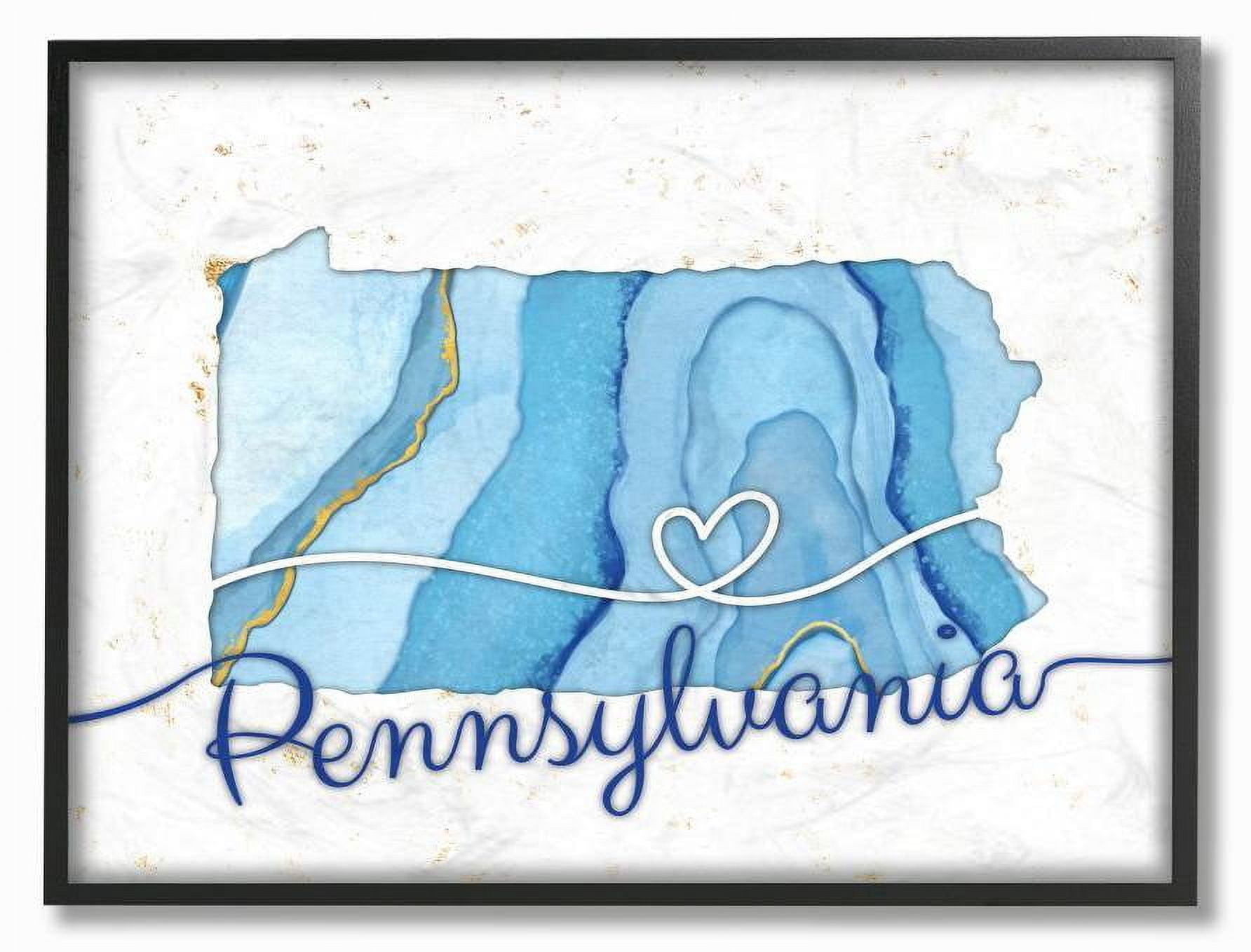 Stupell Industries Pennsylvania Agate Blue US State Design Framed Wall Art by Ziwei Li