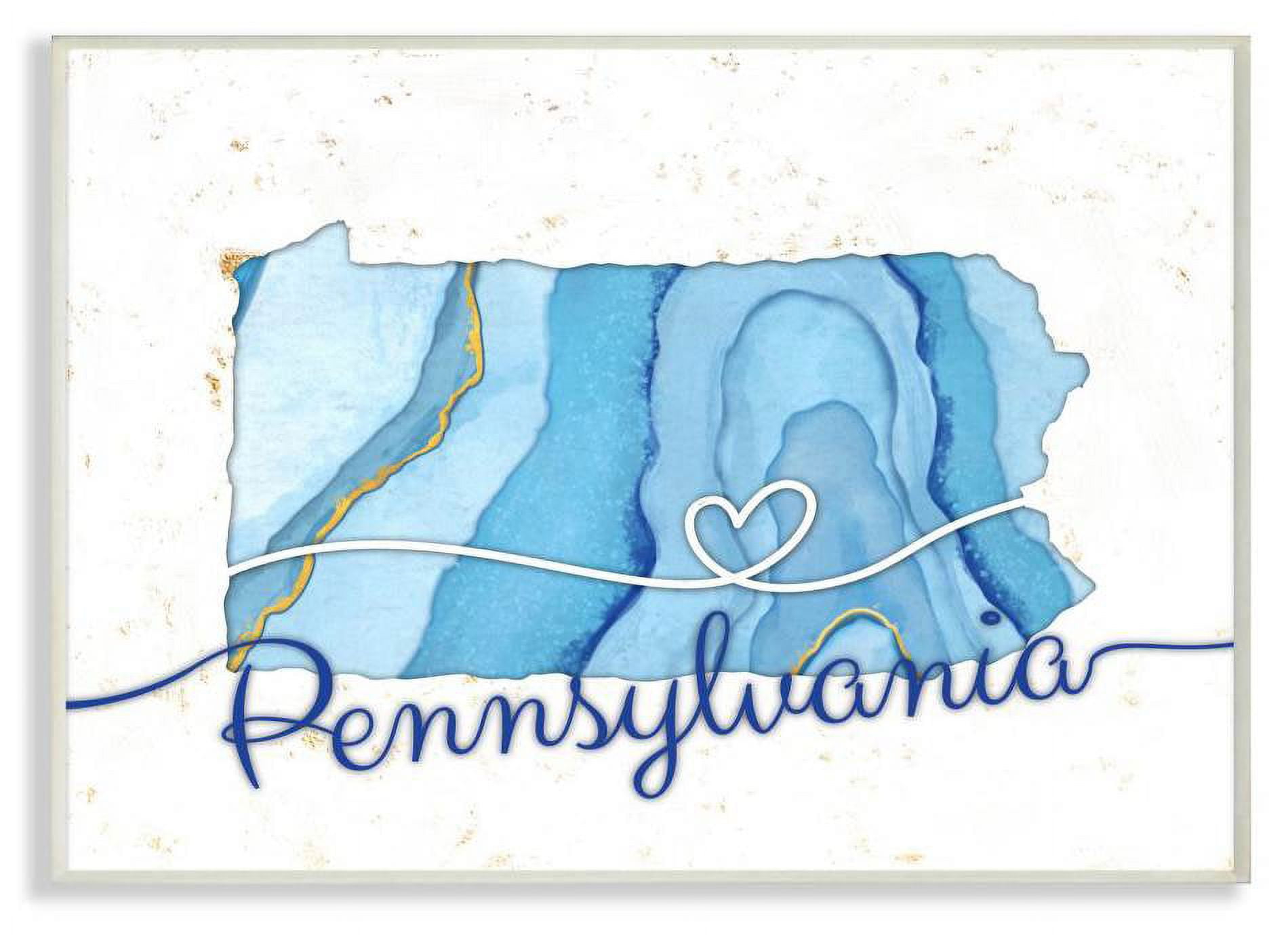 Stupell Industries Pennsylvania Agate Blue US State Design Wall Plaque by Ziwei Li