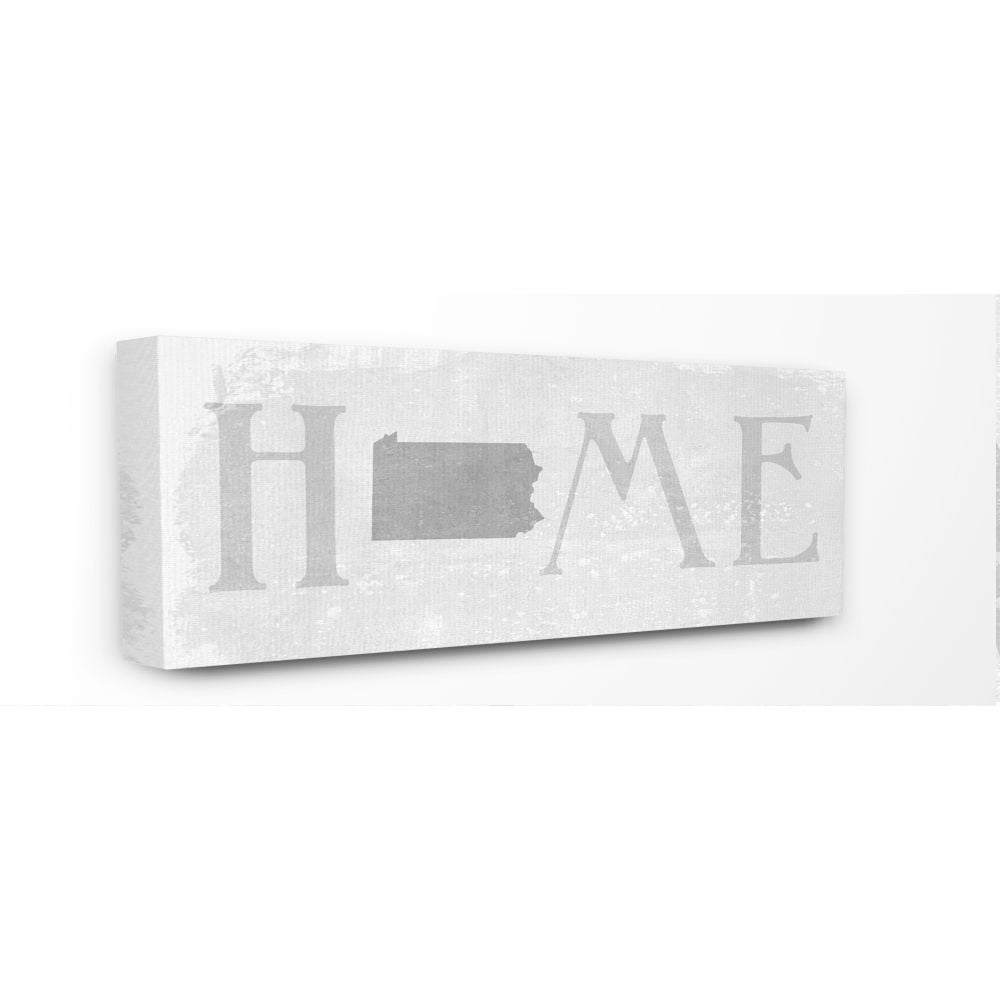 Stupell Industries Pennsylvania Home State Map Grey Neutral Textured Word Design Canvas Wall Art by Daphne Polselli