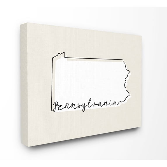 Stupell Industries Pennsylvania Home State Map Neutral Print Design Canvas Wall Art by Daphne Polselli