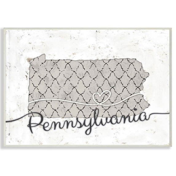 Stupell Industries Pennsylvania Patterned Grey US State Design Wall Plaque by Ziwei Li