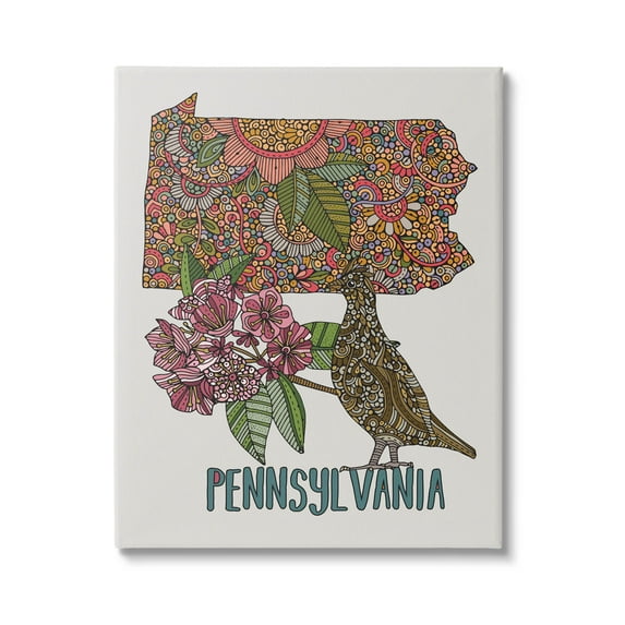 Stupell Industries Pennsylvania Patterned State Graphic Art Gallery Wrapped Canvas Print Wall Art, Design by Valentina Harper