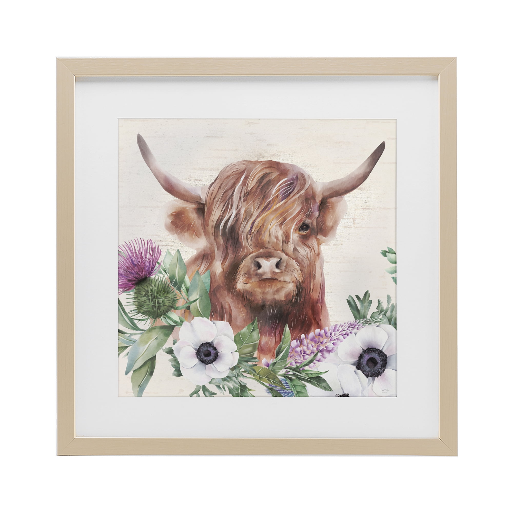 Stupell Industries Penny The Highland Cow Birch Framed Print Under Glass, design by Lux + Me Designs