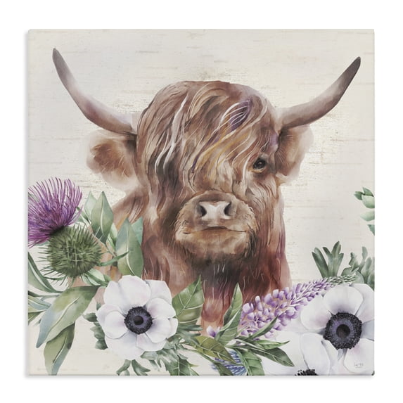 Stupell Industries Rustic Lodge Penny The Highland Cow Canvas Art, 36 x 36, by Lux + Me Designs