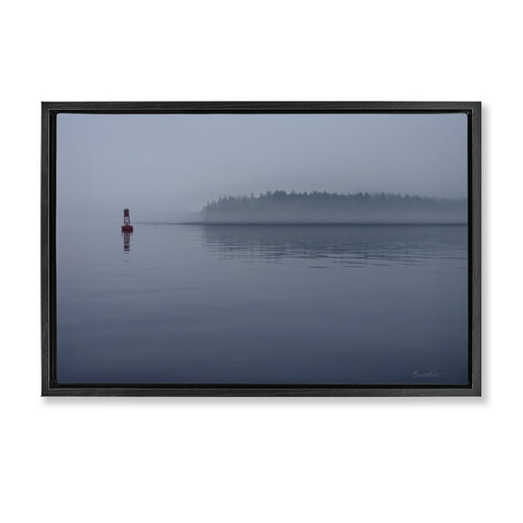 Stupell Industries Penobscot Bay Landscape Landscape Photography Black Floater Framed Canvas Art Print Wall Art, 25 x 17