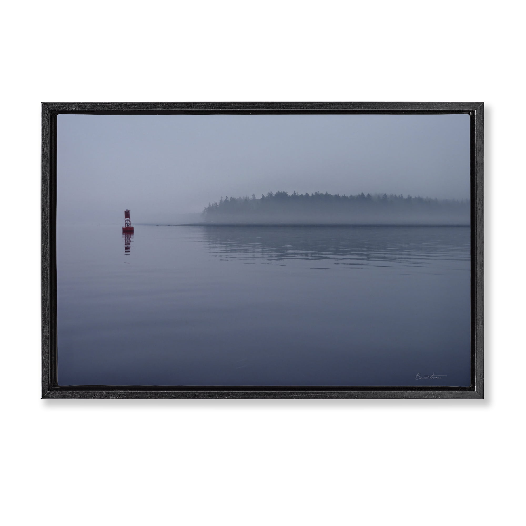 Stupell Industries Penobscot Bay Landscape Landscape Photography Black Floater Framed Canvas Art Print Wall Art, 31 x 21