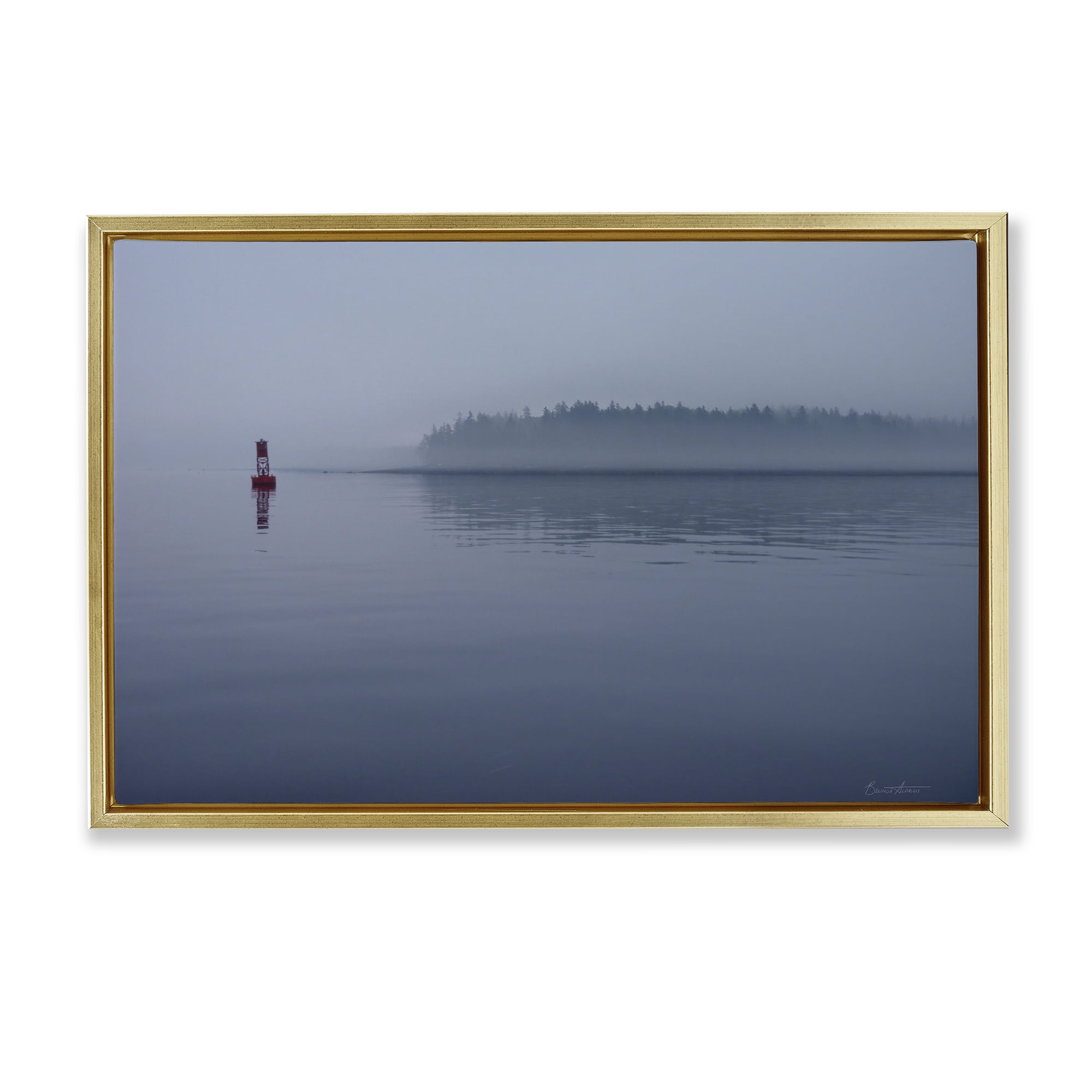 Stupell Industries Penobscot Bay Landscape Landscape Photography Gold Floater Framed Canvas Art Print Wall Art, 25 x 17