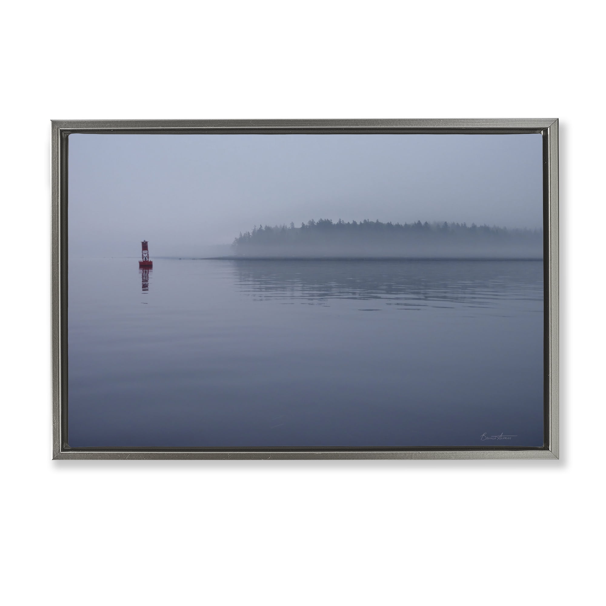 Stupell Industries Penobscot Bay Landscape Landscape Photography Gray Floater Framed Canvas Art Print Wall Art, 25 x 17