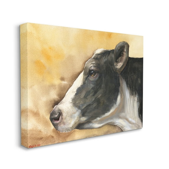 Stupell Industries Pensive Cow Portrait Farm Animal Over Brown Canvas Wall Art, 30 x 40, Design by George Dyachenko