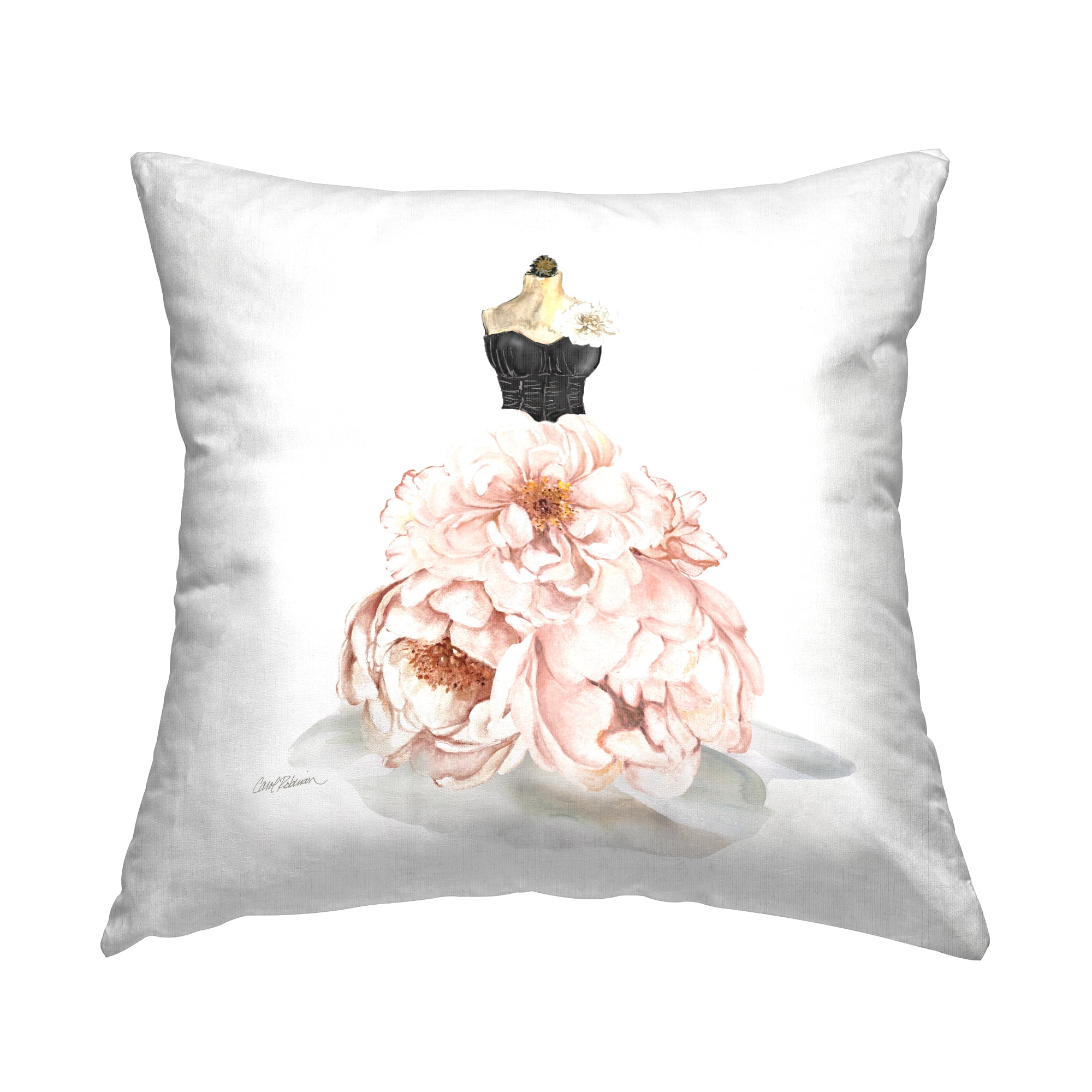 Stupell Industries Peonies Floral Dress Black Corset Fashion Mannequin Glam Pink,18 x 7 x 18 Decorative Pillows