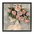 thumbnail image 1 of Stupell Industries Peonies Headdress Woman Plants & Flowers Painting Black Floater Framed Canvas Art Print Wall Art, 18 x 18, 1 of 10