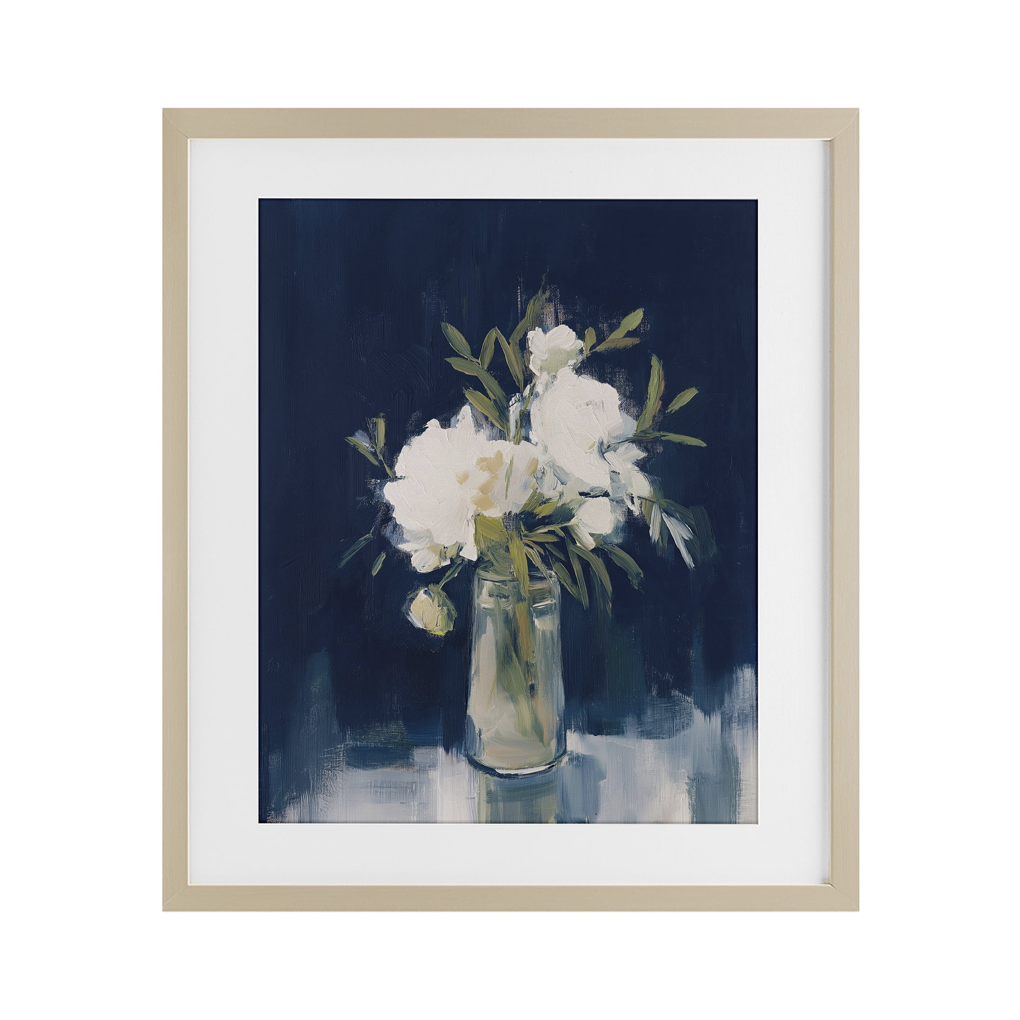 Stupell Industries Peonies On Blue Mirage Birch Framed Print Under Glass, design by Svetlana Aleynikova