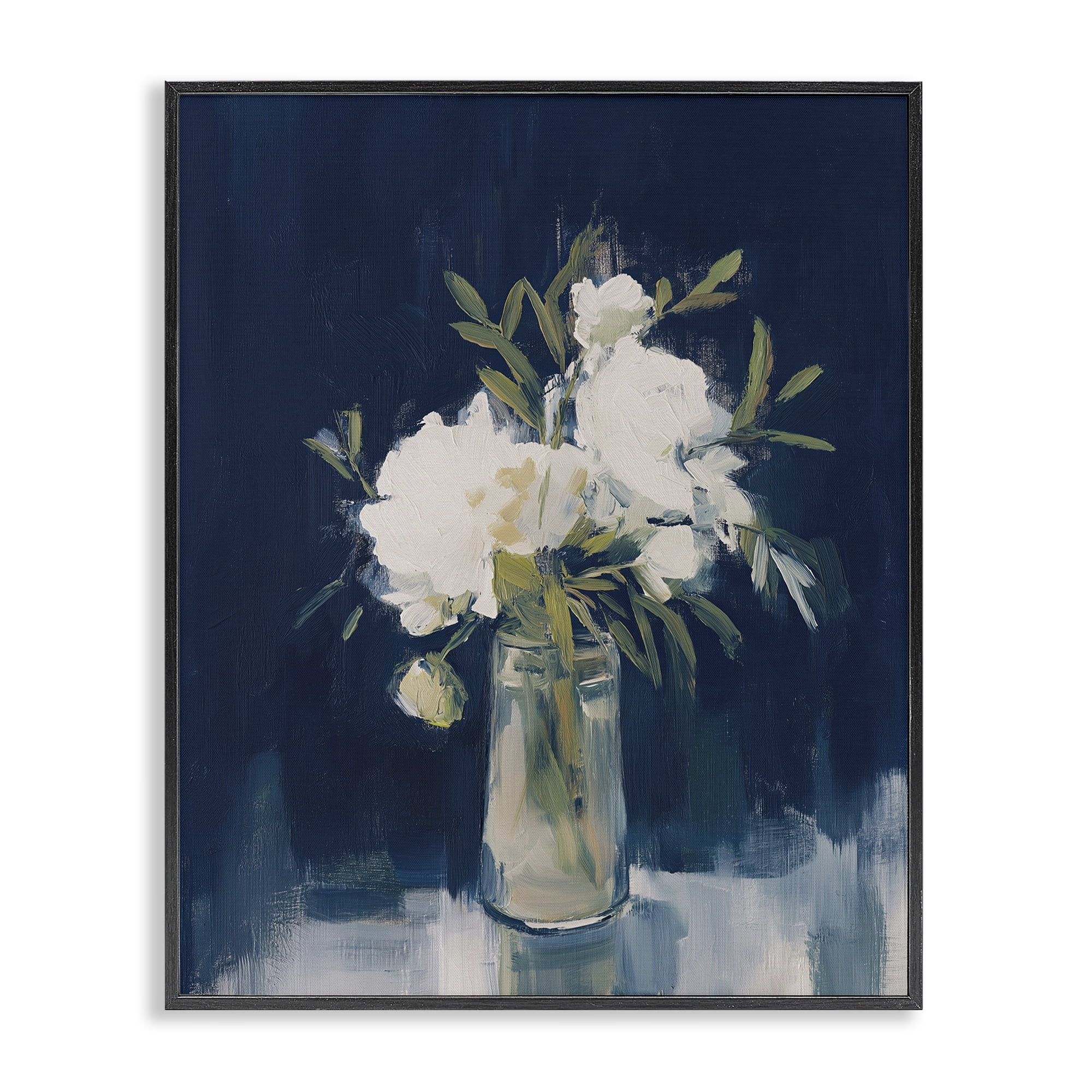 Stupell Industries Peonies On Blue Mirage Black Framed Giclee Art, design by Svetlana Aleynikova