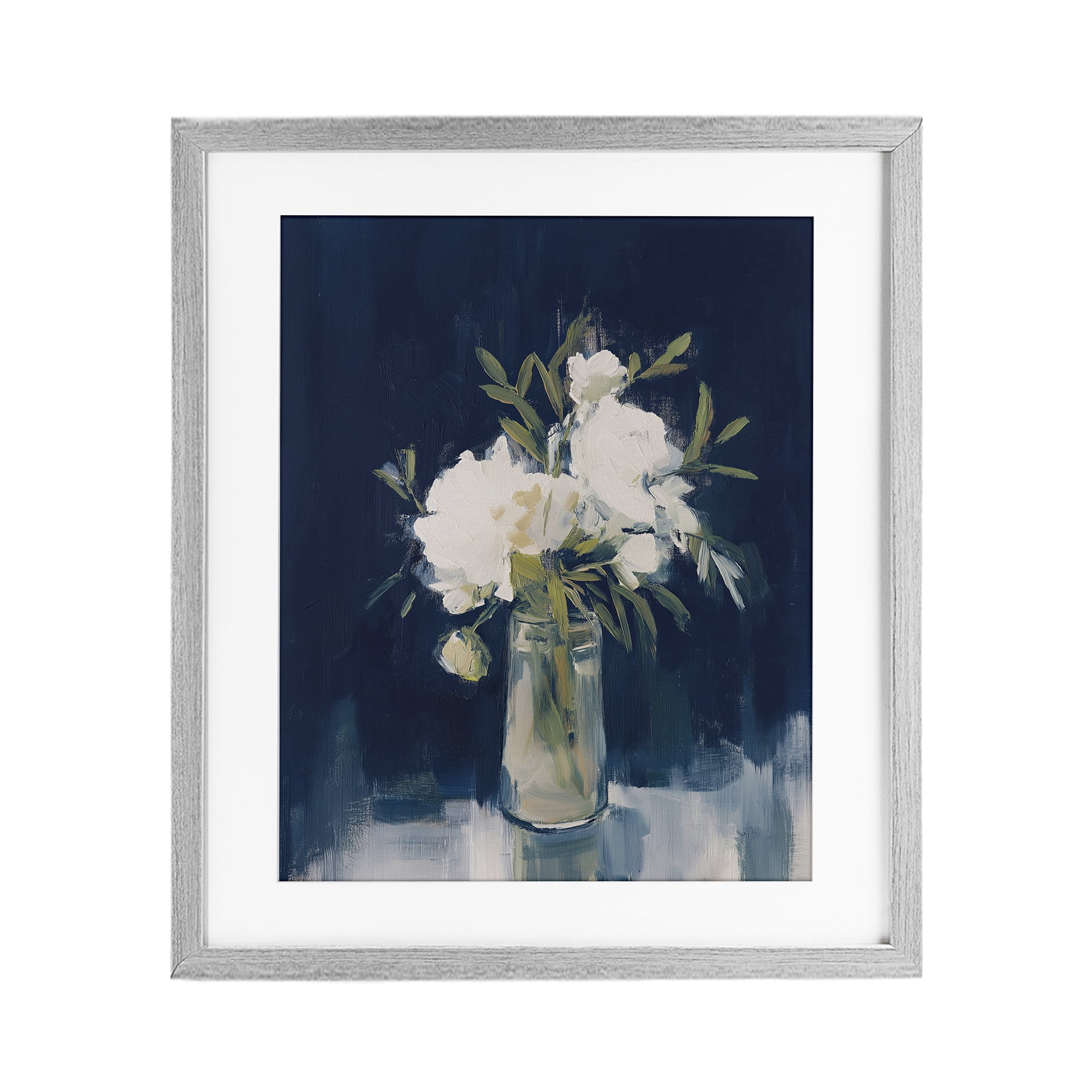 Stupell Industries Peonies On Blue Mirage Gray Framed Print Under Glass, design by Svetlana Aleynikova