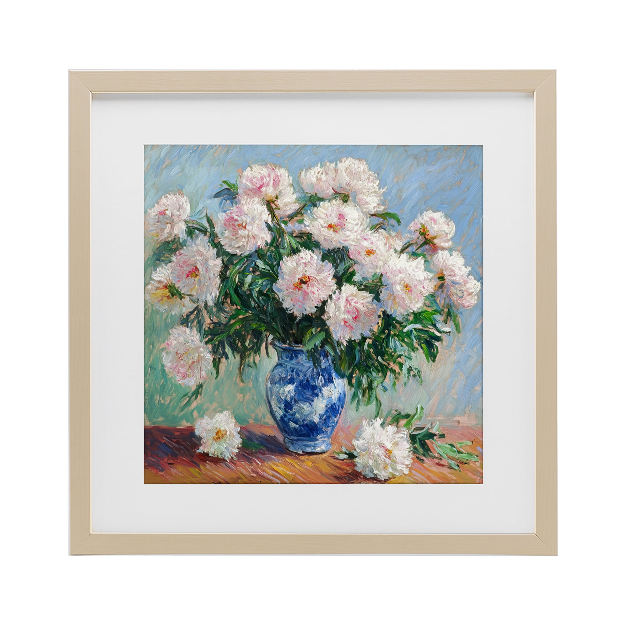 Stupell Industries Peonies in Blue Vase Birch Framed Print Under Glass, design by Tina LeCour