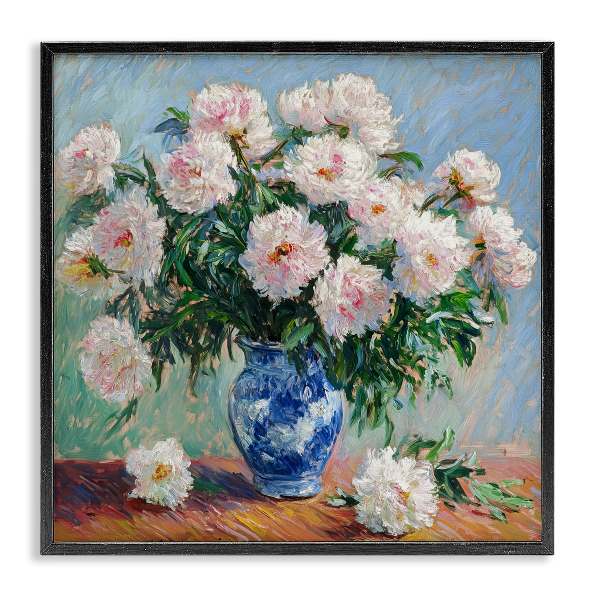 Stupell Industries Peonies in Blue Vase Black Framed Giclee Art, design by Tina LeCour