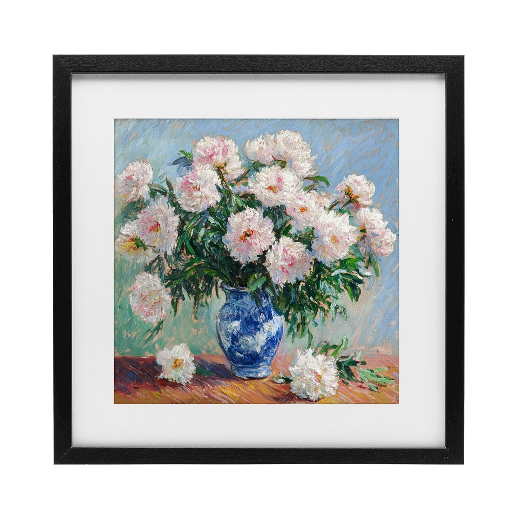 Stupell Industries Peonies in Blue Vase Black Framed Print Under Glass, design by Tina LeCour