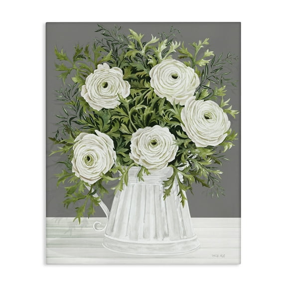 Stupell Industries Peonies in Country Vase Botanical & Floral Painting Gallery Wrapped Canvas Art Print Wall Art, 16 x 20