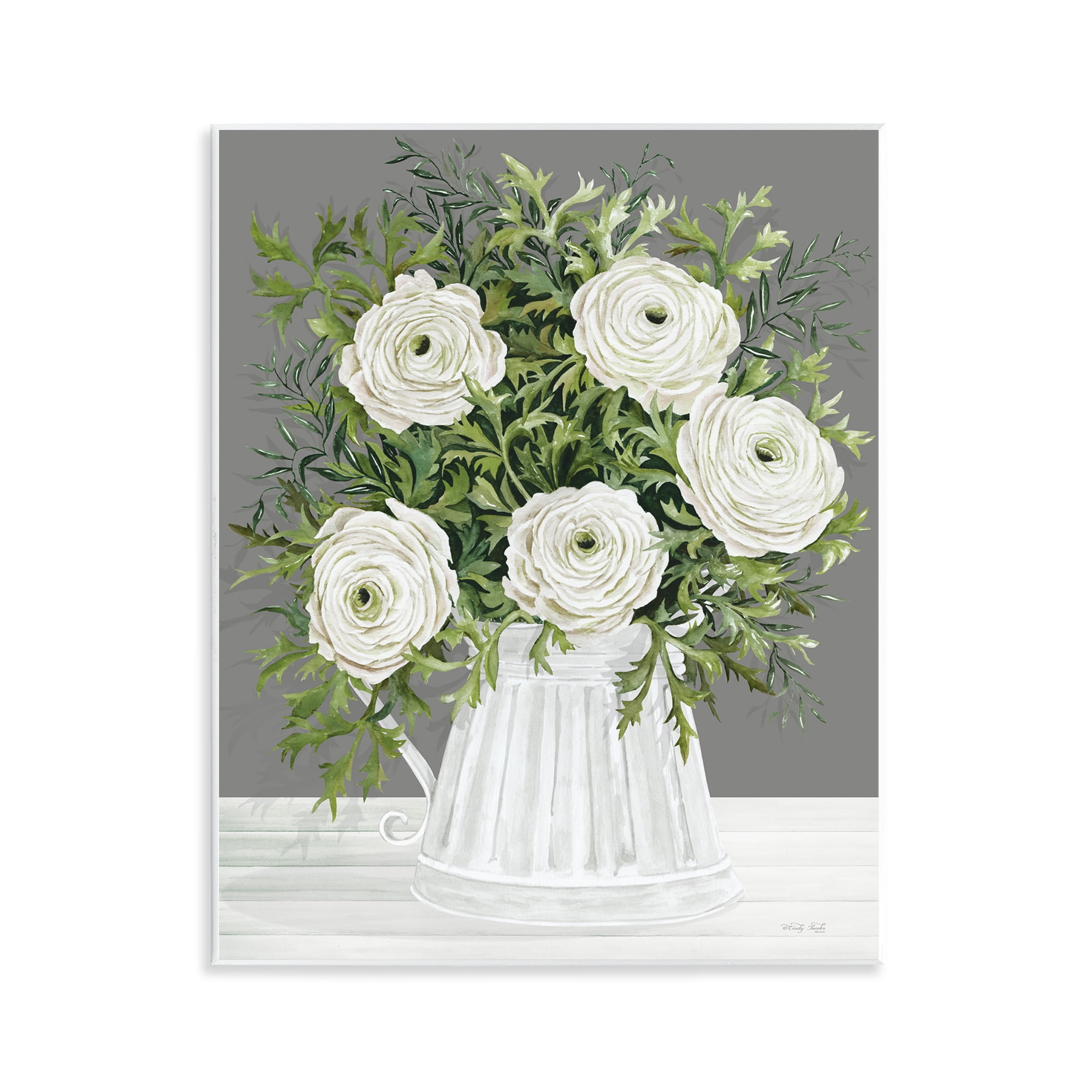 Stupell Industries Peonies in Country Vase Botanical & Floral Painting Unframed Art Print Wall Art, 11 x 14