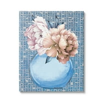 Stupell Industries Peonies on Typography Pattern Botanical & Floral Painting Gallery Wrapped Canvas Print Wall Art, 16 x 20