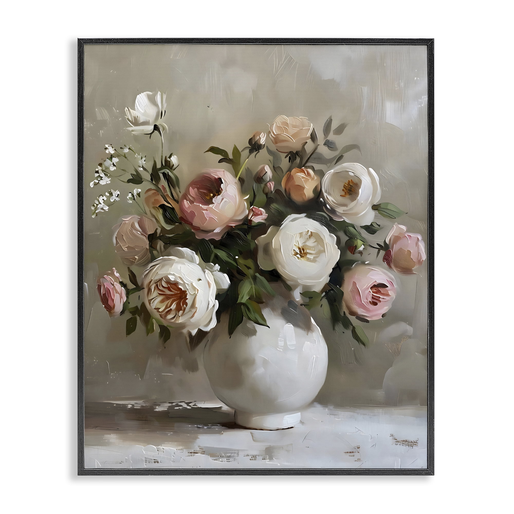 Stupell Industries Peony Blooms Bouquet Vase Black Framed Giclee Art, design by Creative Studio