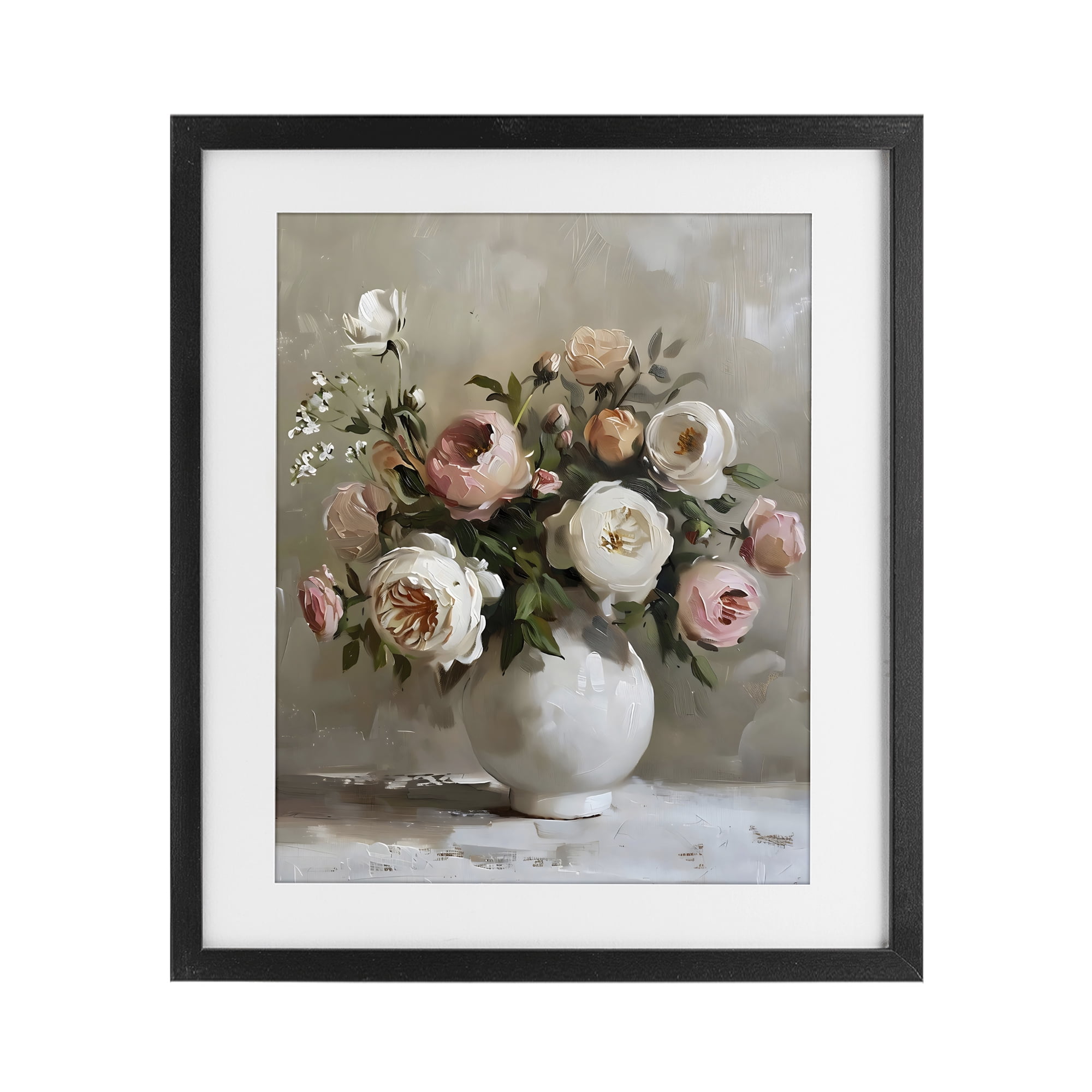 Stupell Industries Peony Blooms Bouquet Vase Black Framed Print Under Glass, design by Creative Studio