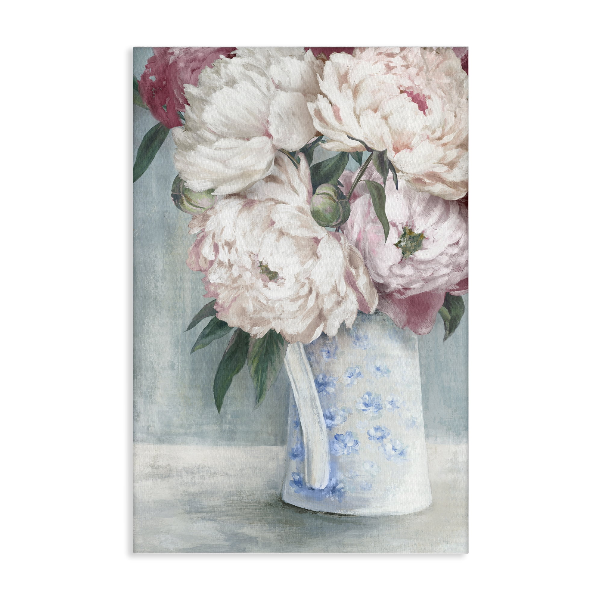 Stupell Industries Peony Blossom Vase Plants & Flowers Painting Wrapped Canvas Art Print Wall Art, 20 x 30